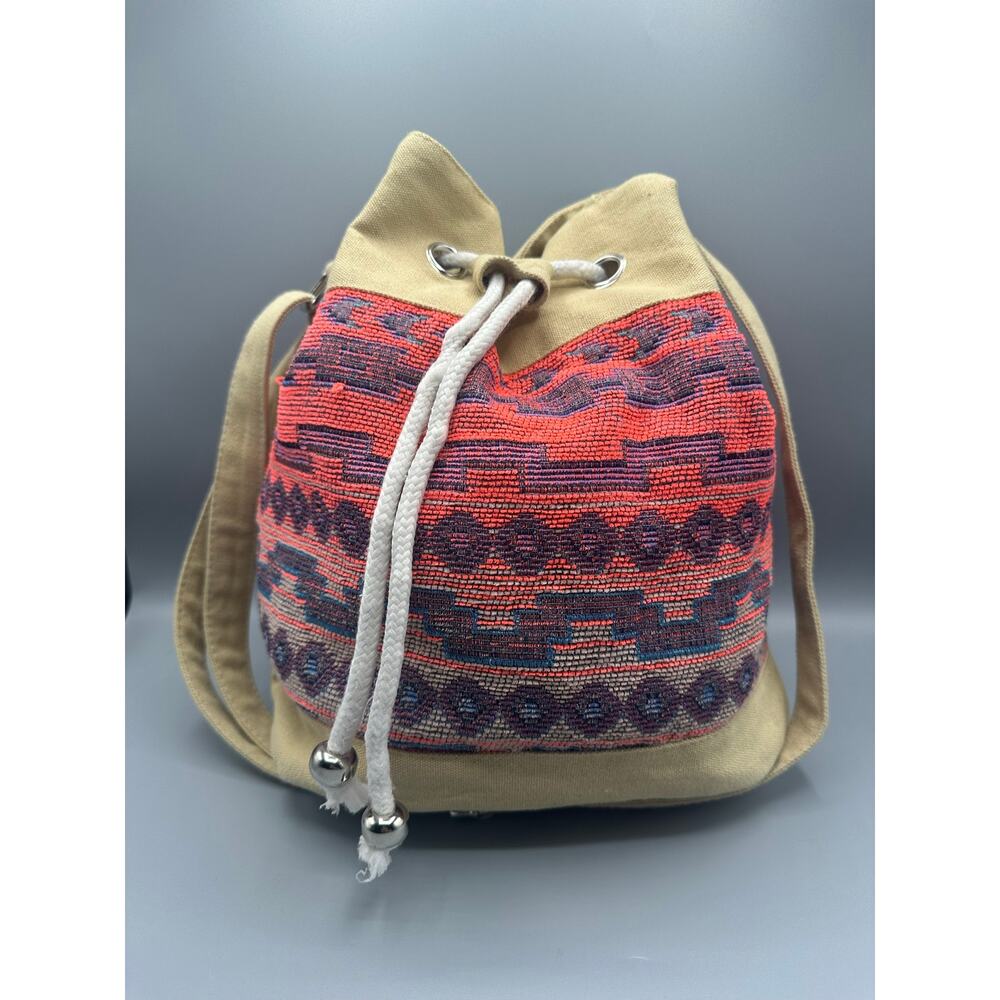 ✨ Rodeo Co Tribal Woven Canvas Bucket Bag - Western Boho ✨